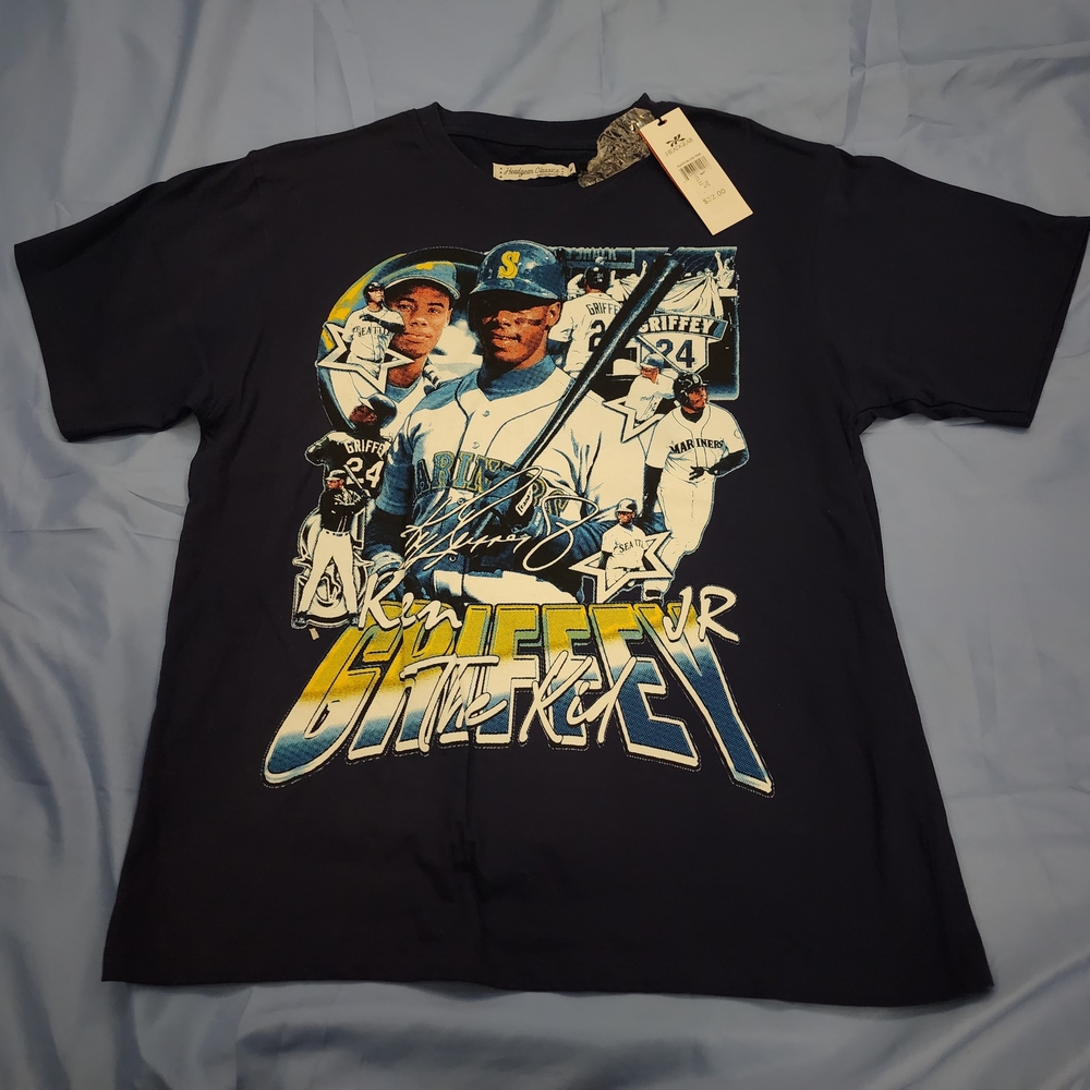 HEADWEAR CLASSICS SEATTLE MARINERS KEN GRIFFEY JR. GRAPHIC TEE NAVY SIZE MEDIUM